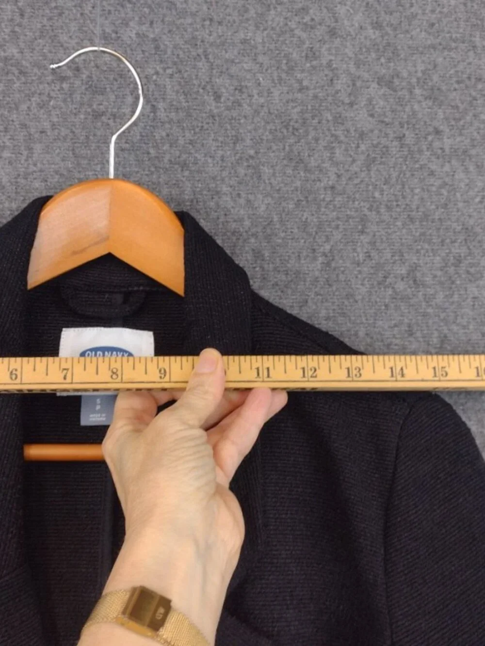 Old Navy Women's Small Black Ribbed Topper Coat Long Blazer Cotton Blend Jacket